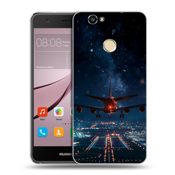 Силиконовый противоударный чехол на Huawei Nova с принтом самолет
