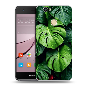 Силиконовый противоударный чехол на Huawei Nova с принтом Листья