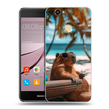 Силиконовый противоударный чехол на Huawei Nova с принтом Капибара
