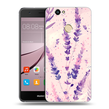 Силиконовый противоударный чехол на Huawei Nova с принтом цветы лаванда