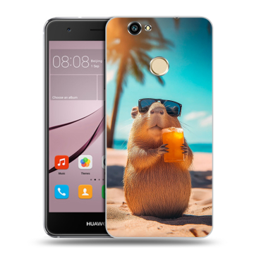 Силиконовый противоударный чехол на Huawei Nova с принтом Капибара Силиконовый противоударный чехол на Huawei Nova с принтом Капибара