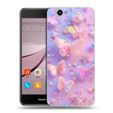 Силиконовый противоударный чехол на Huawei Nova с принтом Бабочки Силиконовый противоударный чехол на Huawei Nova с принтом Бабочки