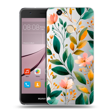 Силиконовый противоударный чехол на Huawei Nova с принтом Цветы паттерн Силиконовый противоударный чехол на Huawei Nova с принтом Цветы паттерн