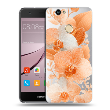 Силиконовый противоударный чехол на Huawei Nova с принтом Бежевые цветы Силиконовый противоударный чехол на Huawei Nova с принтом Бежевые цветы