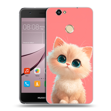 Силиконовый противоударный чехол на Huawei Nova с принтом Розовый котенок Силиконовый противоударный чехол на Huawei Nova с принтом Розовый котенок