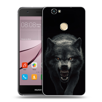Силиконовый противоударный чехол на Huawei Nova с принтом Волк
