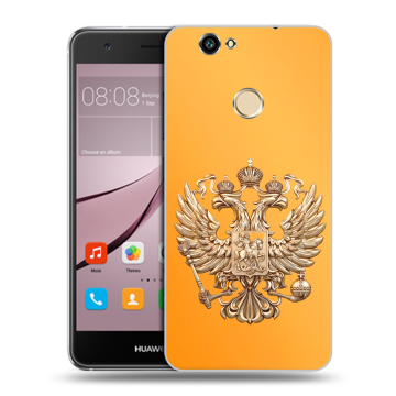 Силиконовый противоударный чехол на Huawei Nova с принтом Герб Флаг России