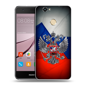Силиконовый противоударный чехол на Huawei Nova с принтом Флаг России Силиконовый противоударный чехол на Huawei Nova с принтом Флаг России