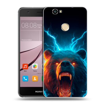 Силиконовый противоударный чехол на Huawei Nova с принтом Медведь