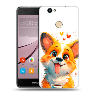 Силиконовый противоударный чехол на Huawei Nova с принтом корги
