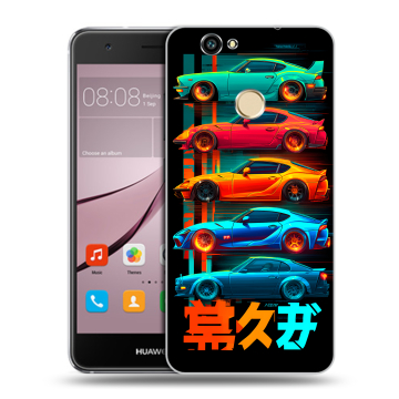 Силиконовый противоударный чехол на Huawei Nova с принтом машины тачки