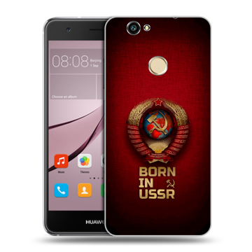 Силиконовый противоударный чехол на Huawei Nova с принтом Флаг Герб СССР