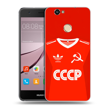 Силиконовый противоударный чехол на Huawei Nova с принтом Флаг Герб СССР