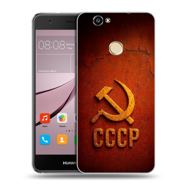 Силиконовый противоударный чехол на Huawei Nova с принтом Флаг Герб СССР