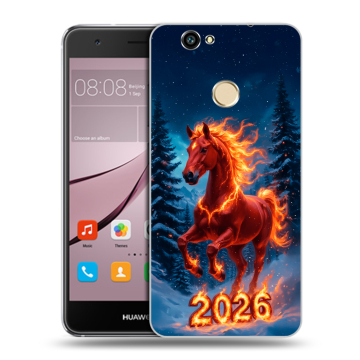 Силиконовый противоударный чехол на Huawei Nova с принтом Новый год коня