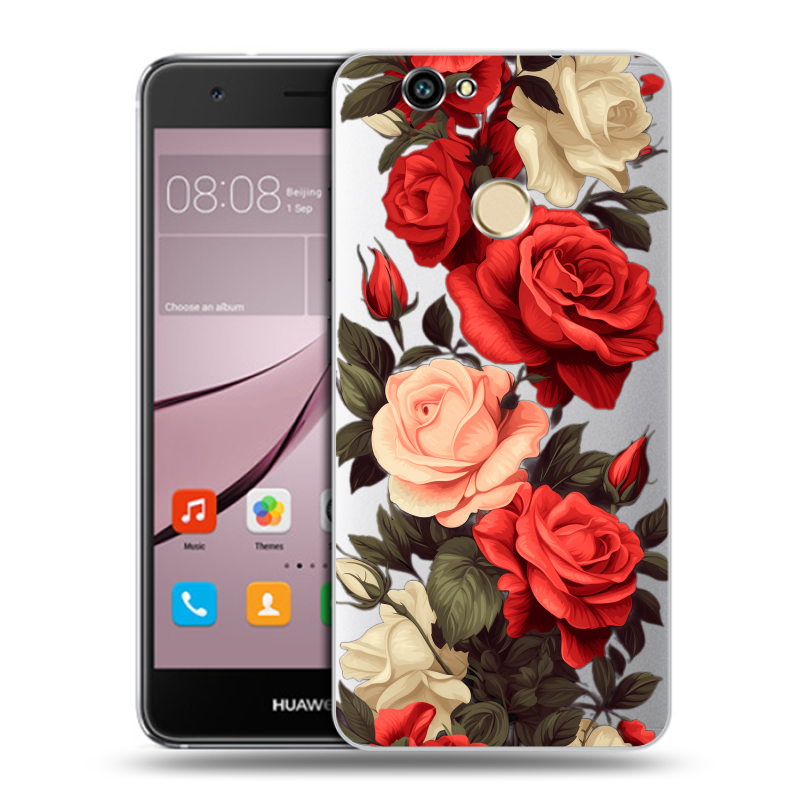 Силиконовый противоударный чехол на Huawei Nova с принтом Розы Силиконовый противоударный чехол на Huawei Nova с принтом Розы