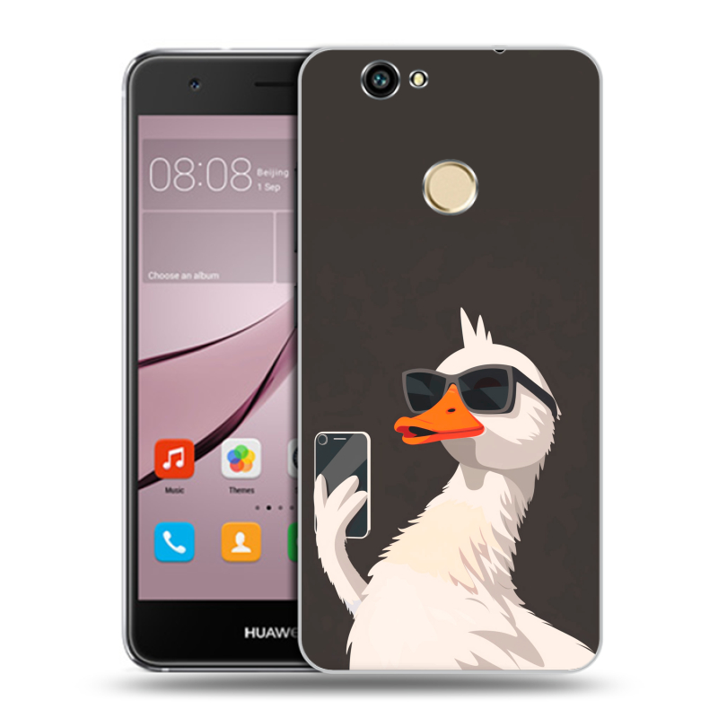 Силиконовый противоударный чехол на Huawei Nova с принтом утка в очках Силиконовый противоударный чехол на Huawei Nova с принтом утка в очках