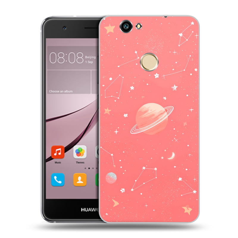 Силиконовый противоударный чехол на Huawei Nova с принтом Розовый космос Силиконовый противоударный чехол на Huawei Nova с принтом Розовый космос
