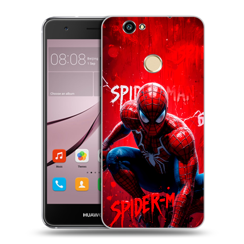 Силиконовый противоударный чехол на Huawei Nova с принтом Spiderman Человек паук Силиконовый противоударный чехол на Huawei Nova с принтом Spiderman Человек паук