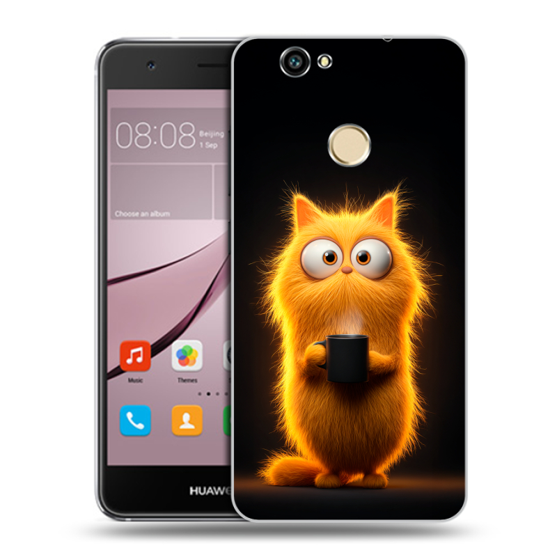 Силиконовый противоударный чехол на Huawei Nova с принтом Смешной кот Силиконовый противоударный чехол на Huawei Nova с принтом Смешной кот