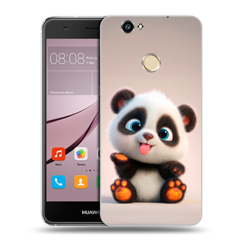 Силиконовый противоударный чехол на Huawei Nova с принтом милая панда Силиконовый противоударный чехол на Huawei Nova с принтом милая панда