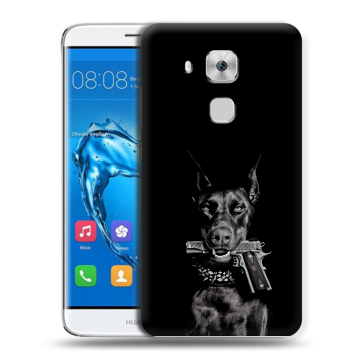 Пластиковый чехол на Huawei Nova﻿ Plus с принтом Доберман и пистолет