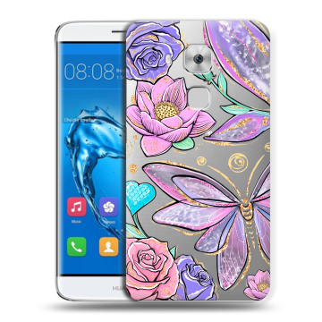 Пластиковый чехол на Huawei Nova Plus с принтом Бабочки и цветы