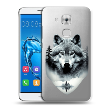 Пластиковый чехол на Huawei Nova Plus с принтом Волк в лесу