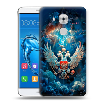Пластиковый чехол на Huawei Nova Plus с принтом Герб флаг России
