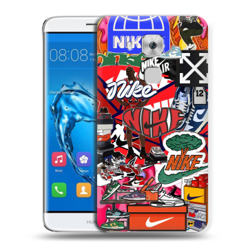 Пластиковый чехол на Huawei Nova Plus с принтом Найк Nike яркий