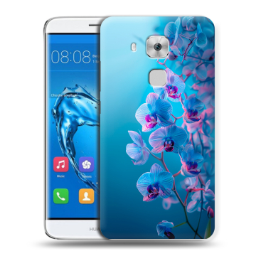 Пластиковый чехол на Huawei Nova Plus с принтом голубые орхидеи