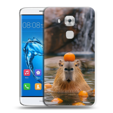 Пластиковый чехол на Huawei Nova Plus с принтом Капибара с апельсином