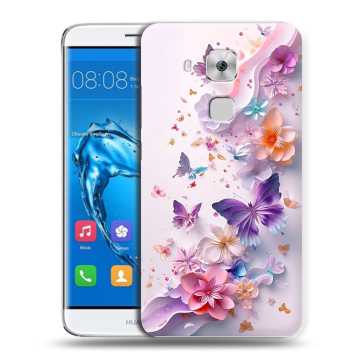 Пластиковый чехол на Huawei Nova Plus с принтом цветы бабочки Пластиковый чехол на Huawei Nova Plus с принтом цветы бабочки