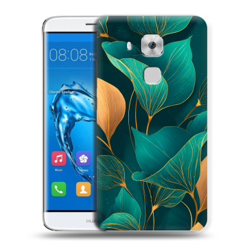 Пластиковый чехол на Huawei Nova Plus с принтом Листья и золото