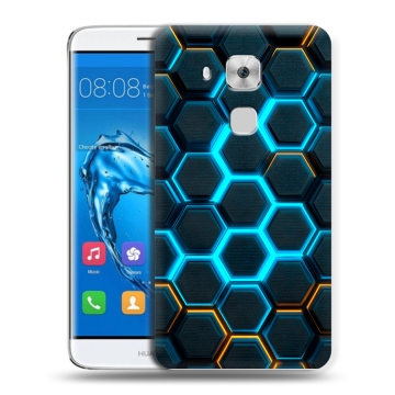 Пластиковый чехол на Huawei Nova Plus с принтом Неоновые соты