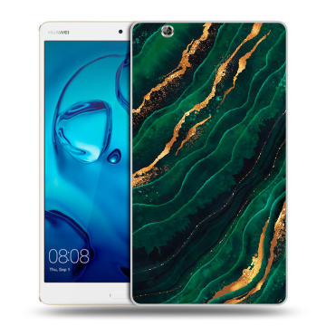 Силиконовый чехол на планшета Huawei MediaPad M3 с принтом Мрамор зеленое золото Силиконовый чехол на планшета Huawei MediaPad M3 с принтом Мрамор зеленое золото