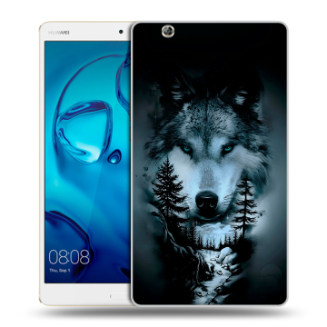 Силиконовый чехол на планшета Huawei MediaPad M3 с принтом Лесной волк Силиконовый чехол на планшета Huawei MediaPad M3 с принтом Лесной волк