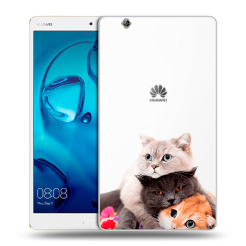 Силиконовый чехол на планшета Huawei MediaPad M3 с принтом Кошки Силиконовый чехол на планшета Huawei MediaPad M3 с принтом Кошки