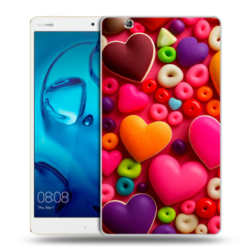 Силиконовый чехол на планшета Huawei MediaPad M3 с принтом Сердечки Силиконовый чехол на планшета Huawei MediaPad M3 с принтом Сердечки