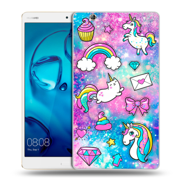 Силиконовый чехол на Huawei MediaPad M3 с принтом Единороги