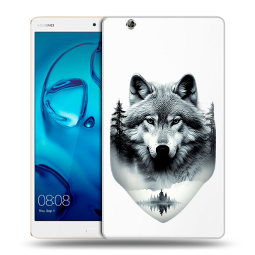 Силиконовый чехол на Huawei MediaPad M3 с принтом Волк в лесу