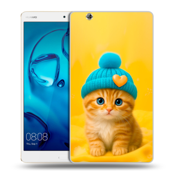 Силиконовый чехол на Huawei MediaPad M3 с принтом Котенок в шапке