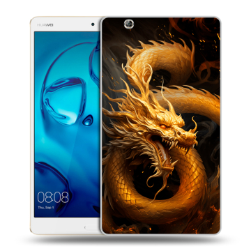 Силиконовый чехол на Huawei MediaPad M3 с принтом Золотой дракон