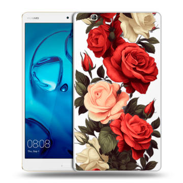 Силиконовый чехол на Huawei MediaPad M3 с принтом Розы