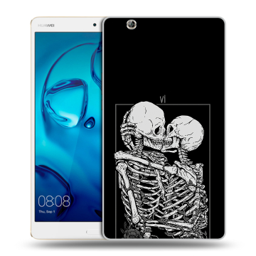 Силиконовый чехол на Huawei MediaPad M3 с принтом Поцелуй скелетов