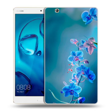 Силиконовый чехол на Huawei MediaPad M3 с принтом Голубые цветы