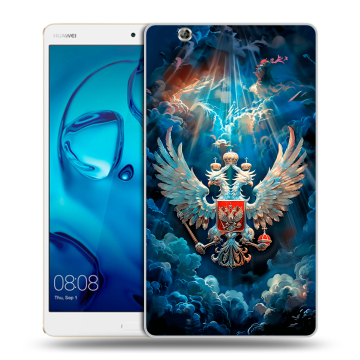 Силиконовый чехол на Huawei MediaPad M3 с принтом Герб флаг России