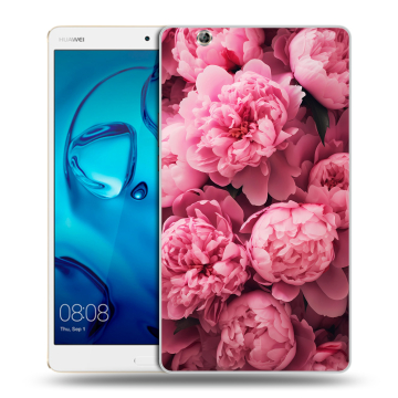 Силиконовый чехол на Huawei MediaPad M3 с принтом цветы пионы