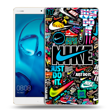Силиконовый чехол на Huawei MediaPad M3 с принтом найк nike черный
