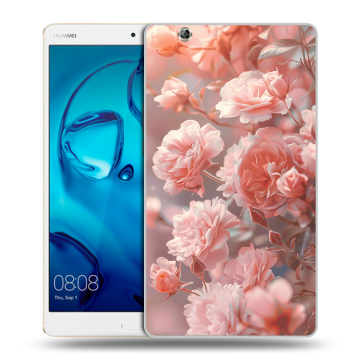 Силиконовый чехол на Huawei MediaPad M3 с принтом Розовые розы